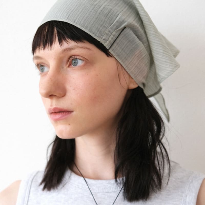 ne Page Stripe Pin-Tuck Scarf (mint)