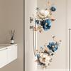 Gold Butterfly Blue Flower PVC Wall Sticker for Bedroom Decor Aesthetic Living Room Decoration Wall Stickers Home Accessories