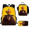 Kids Backpack Set With Lunch Bag Pencil Case - Cartoon Animal Design Grade 1-2 Students Ergonomic Spine Support Oxford