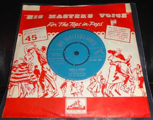 

7-дюймовая пластинка KEN MACKINTOSH HIS ORCHESTRA RockAConga Hampden Park 45POP592 His Masters Vo 1959 Великобритания Джаз Б/у