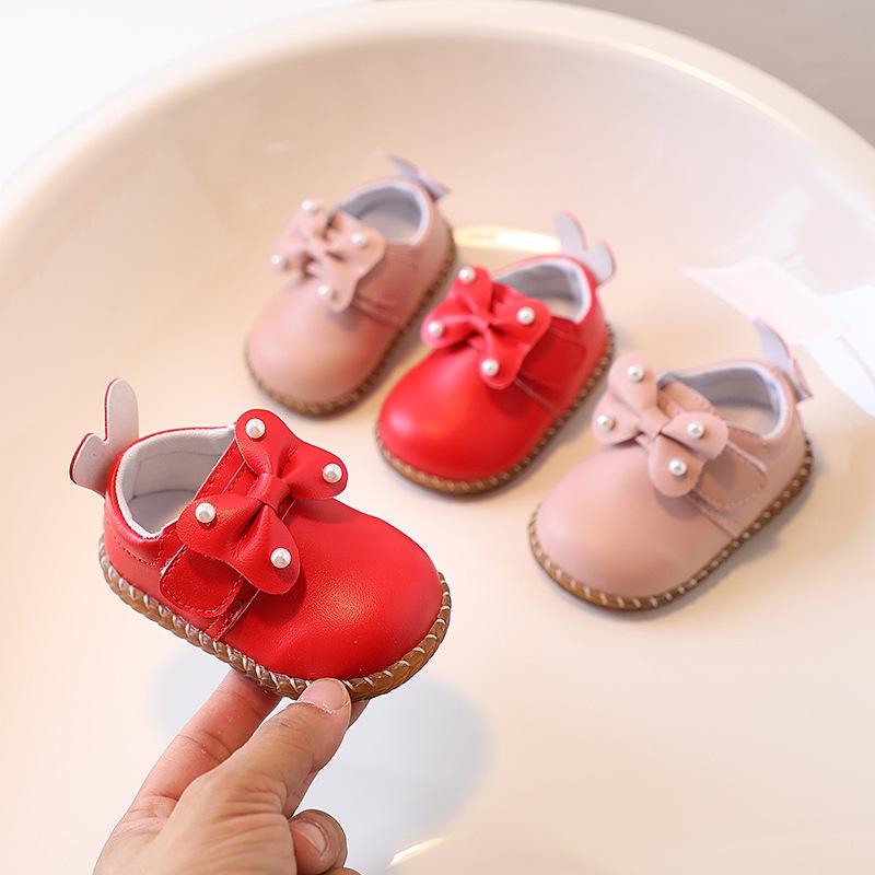 Baby Girl Toddler Shoes 0-1-2 Years Old Cute Princess Shoes 0-1-2 Years Old Spring and Autumn Soft Sole Anti-drop Shoes