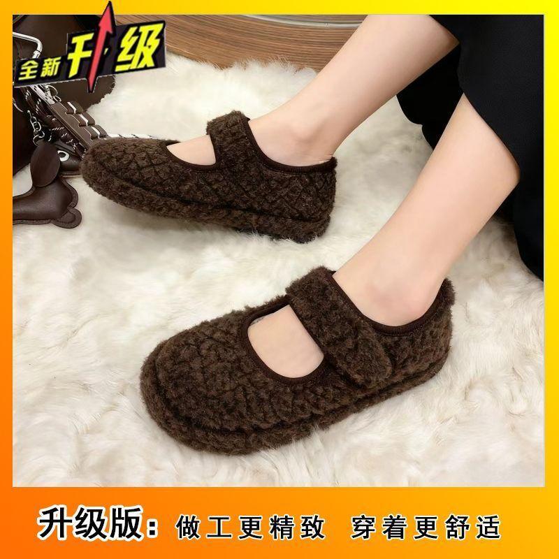 Retro wind inner heightening cotton shoes 2025 autumn and winter cute college wind Velcro warm velvet cotton shoes for women's outer wear