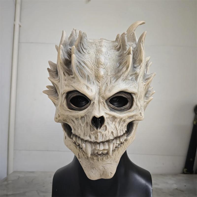 Halloween Skull Warrior Mask Scary Realistic Detailed Prop for Adults Men Women Party Masquerade Cosplay Festival Decoration