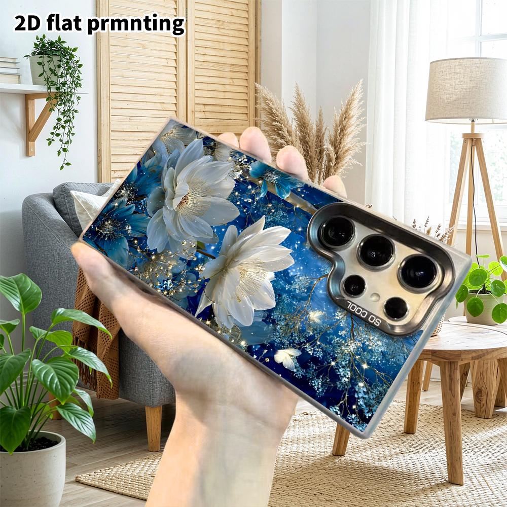 Phone Case: 2D Flat Samsung Galaxy A34 A35 M05 M06 S20 S22 S21 FE Plus 5G Protective Case, Couples Style, Dark Night White Lotus, Christmas and Hallow