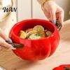 Ciotola da Zuppa con Coperchio, Manico Doppio, Zucca, Adatta al Microonde, Decorativa, Pratica, Regalo Cucina per Casa, Ciotola in Ceramica, Pentola Resistente al Calore per Stufati