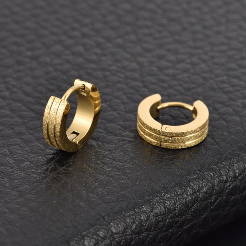 Women's Fashion Titanium Stainless Steel Sandblasted Hoop Earrings