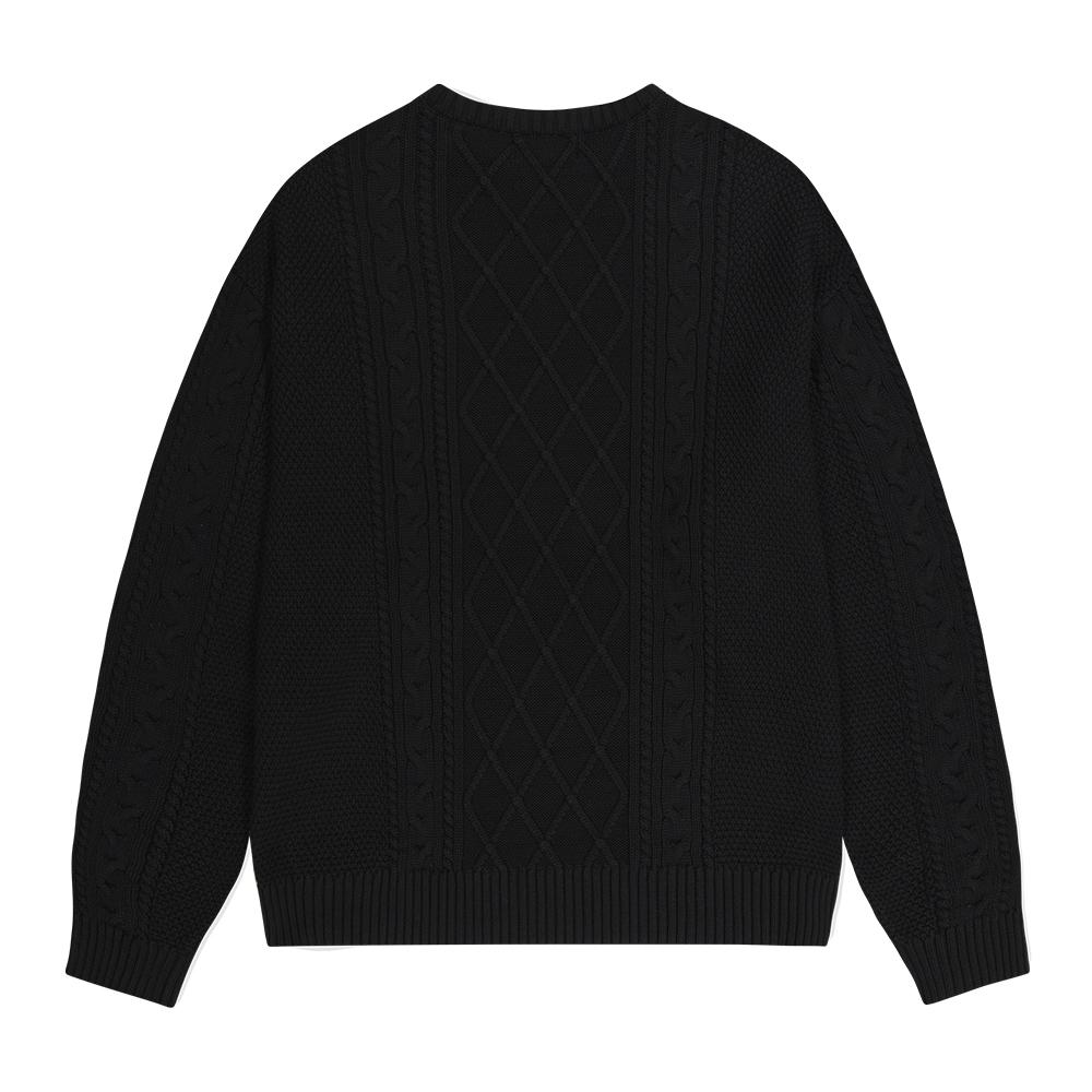 MAHAGRID Broken Guitar Cable Knit Sweater Black(Mg2Dfmk622A)