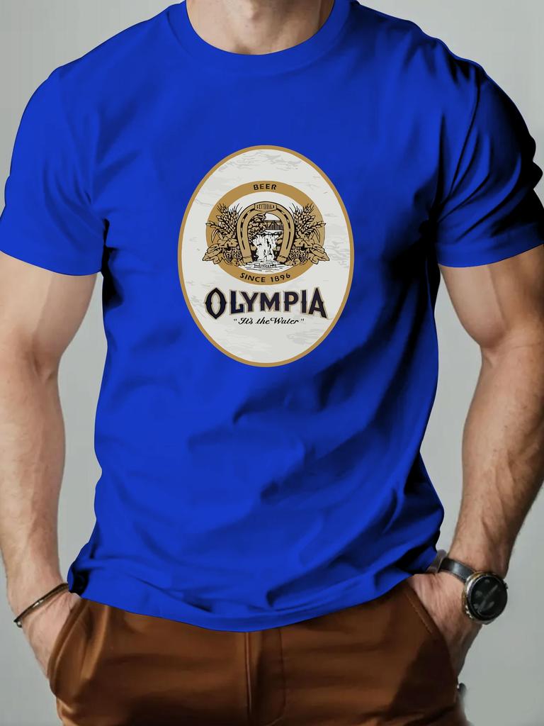 Mens Cotton TShirt Olympia Beer Summer Round Neck Short Sleeve Graphic Breathable Fashion Casual TShirt