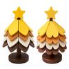 Anti Scald Silicone Mat Christmas Tree Shaped Trivet Set, Collapsible Heat Resistant Hot Pad Folding Kitchen with Storage Stand, Space Saving