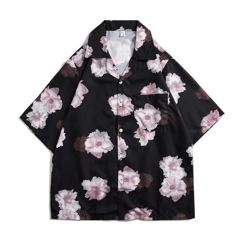 Pánská a dámská volná havajská košile s krátkým rukávem Neformální košile s rostlinným potiskem květin Elegantní pánské a dámské retro Harajuku velké velikosti Trendy Vintage
