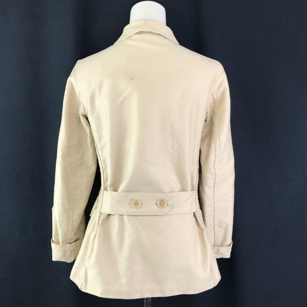 Made in France VETRA Cotton Jacket 16 Women S to M Beige Short Coat Outerwear Flap Pockets(USED)