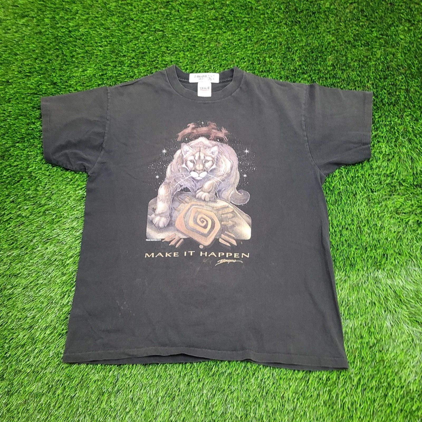 Vintage Animal Shirt L/XL 23x27 Cougar Black L