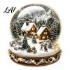Lightweight Acrylic Holiday Gift Christmas Crystal Ball Figurine 2D Winter Cottage Carousel Transparent Igloo Ornament Tabletop Ornaments for
