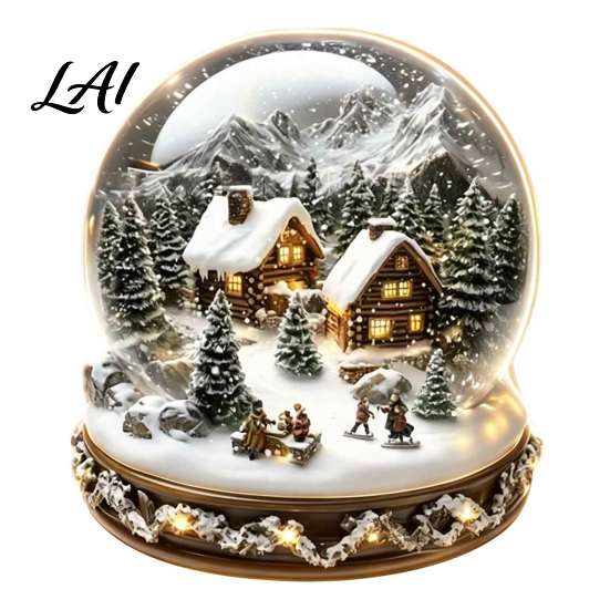 Lightweight Acrylic Holiday Gift Christmas Crystal Ball Figurine 2D Winter Cottage Carousel Transparent Igloo Ornament Tabletop Ornaments for