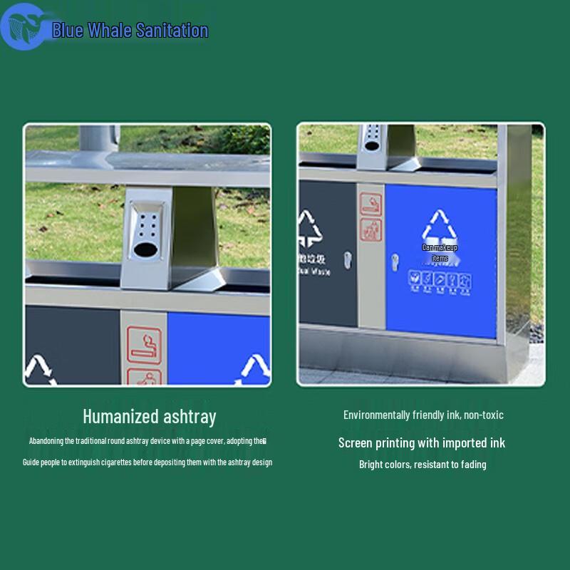 Blue Whale Environmental 3-Compartment Stainless Steel Recycling Bin