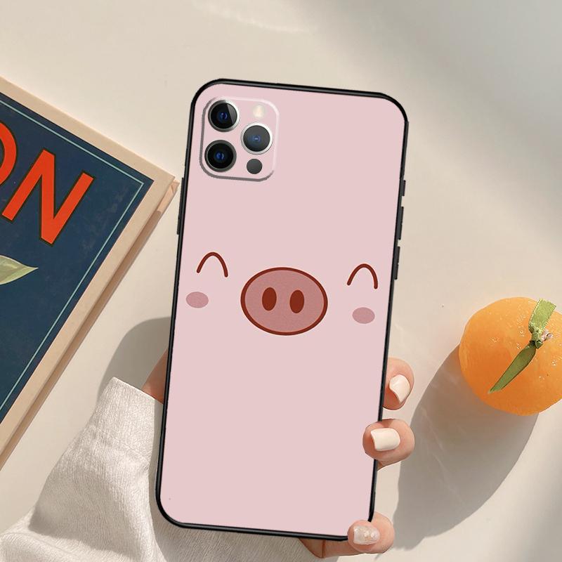 Cartoon Pig Funda Case For iPhone 16 Pro Max 15 14 11 12 13 Pro Max Mini XR 16e 16 15 Plus Phone Cover