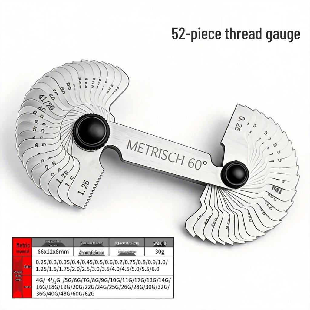 Integrated Thread Gauge: 55° British, 60° Metric, Metric-British, American Tooth Gauge.