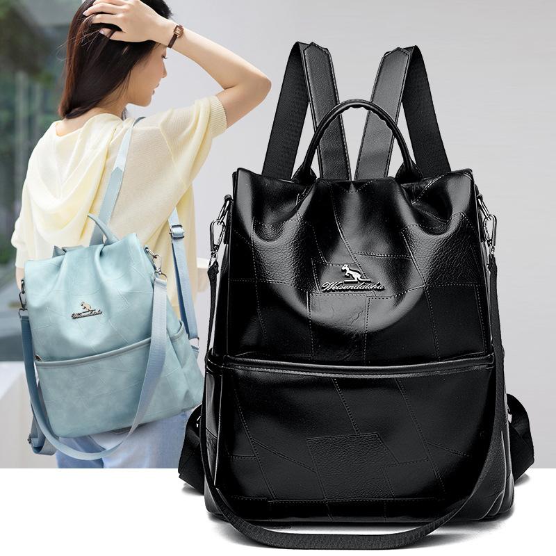 Geometric splicing pattern anti-theft backpack women's new retro large-capacity fashion backpack leisure travel backpack