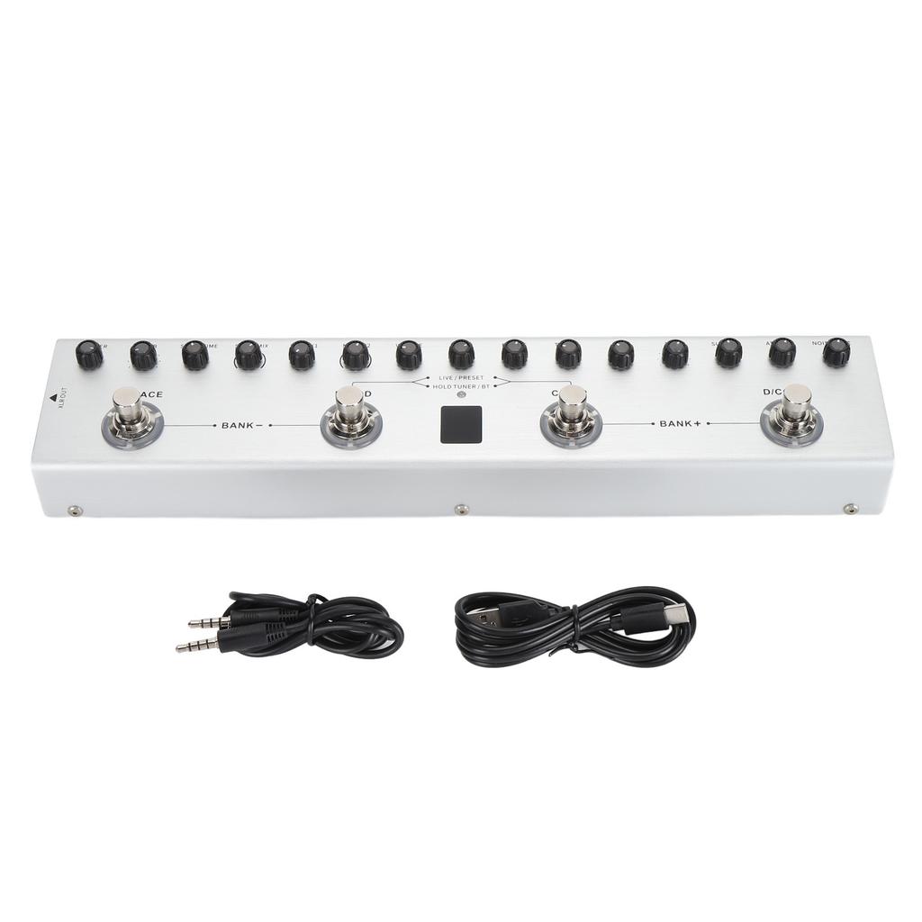Multieffekter Bassgitarpedal Digital Oppladbar Elektrisk Gitar Effektor 36 Toner 9 AMP 8 IR