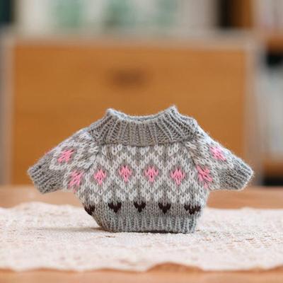 Knitted Gray Sweater for 20cm Cotton Doll Plush Toy
