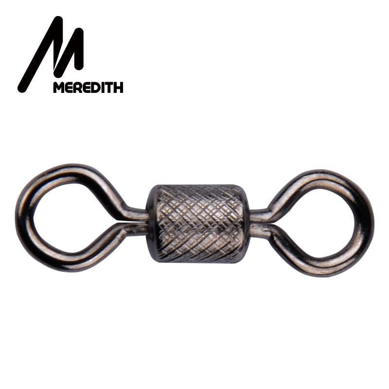 MEREDITH 50PCS/Lot Fishing Swivels Obratlík s kuličkovým ložiskem s bezpečnostní západkou Pevné kroužky Otočný obratlík pro příslušenství pro lov kaprů