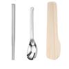 2Pcs/Set with Buckle Travel Cutlery Set with Storage Box Spoon Chopsticks Set  Outdoor