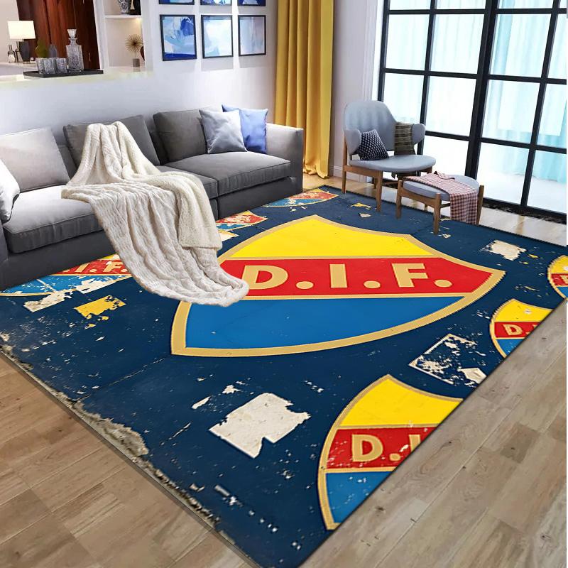 Djurgardens IF Pattern Rug, Indoor/Outdoor Mat, for Picnic, Gameroom, Bedroom, Office, Living Room, Home Decor Carpet, Birthday Gift