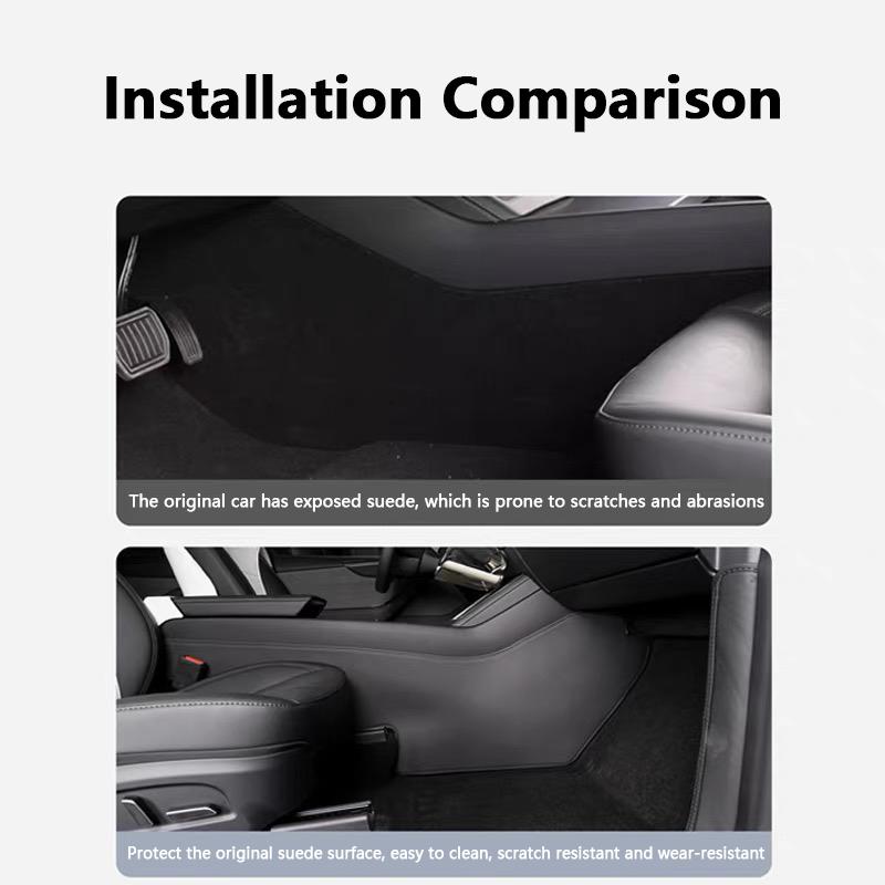 For Tesla Model YL 6-Seater / Y Juniper Central Control Side Extended Anti Kick Pads Leather Console Anti-dirty Protective Cover