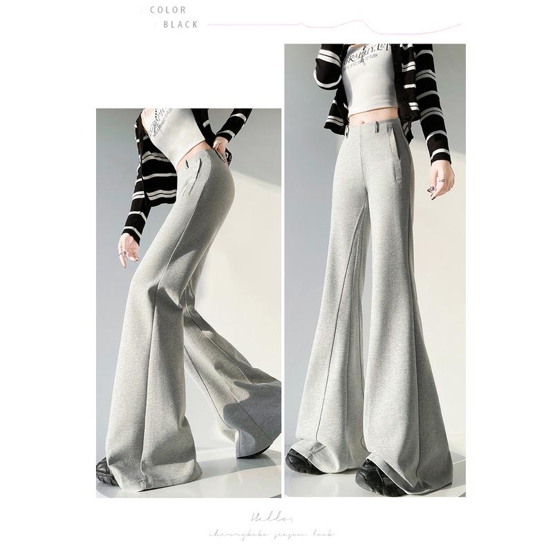 2026 Spring Women's Petite Low-Waist Micro-Flare Wide-Leg Sweatpants – Slimming, High-End Feel