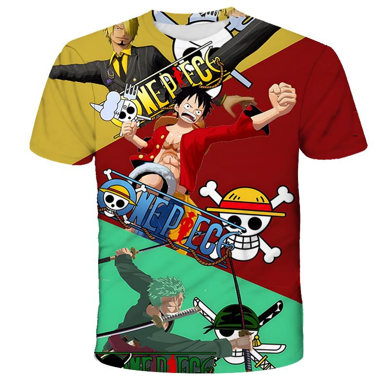 Anime One Piece Boy T-shirt Cosplay Luffy Men Cartoon Short-sleeved Cool Top Boy Loose Mens Clothing Casual T-shirt