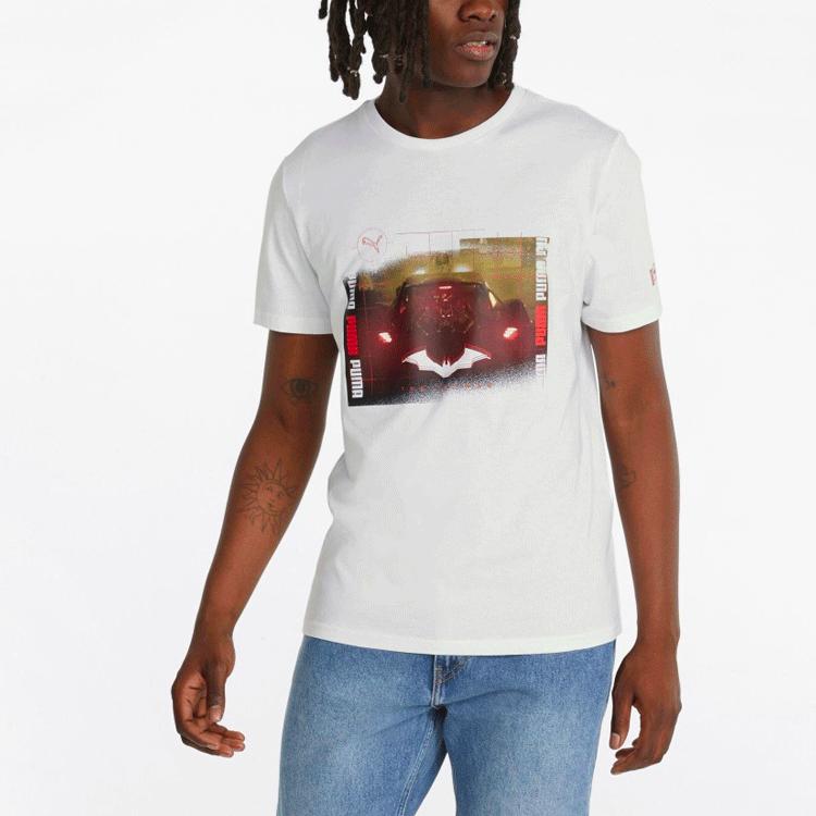 Puma Batman Graphic Print Crew Neck T-Shirt Men Tops White 534727-02