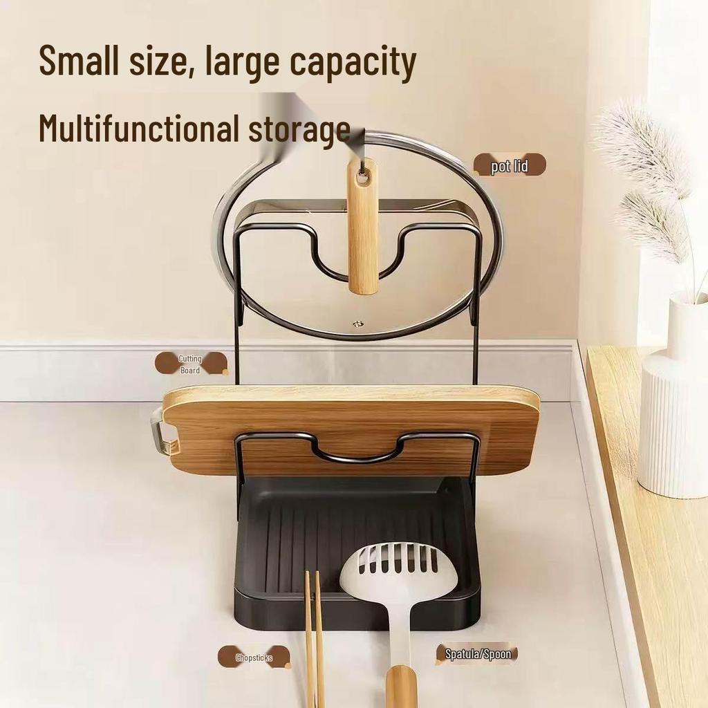 2026 Kitchen Pot Lid & Spatula Holder Rack - New Model for Thick Lids & Cutting Boards