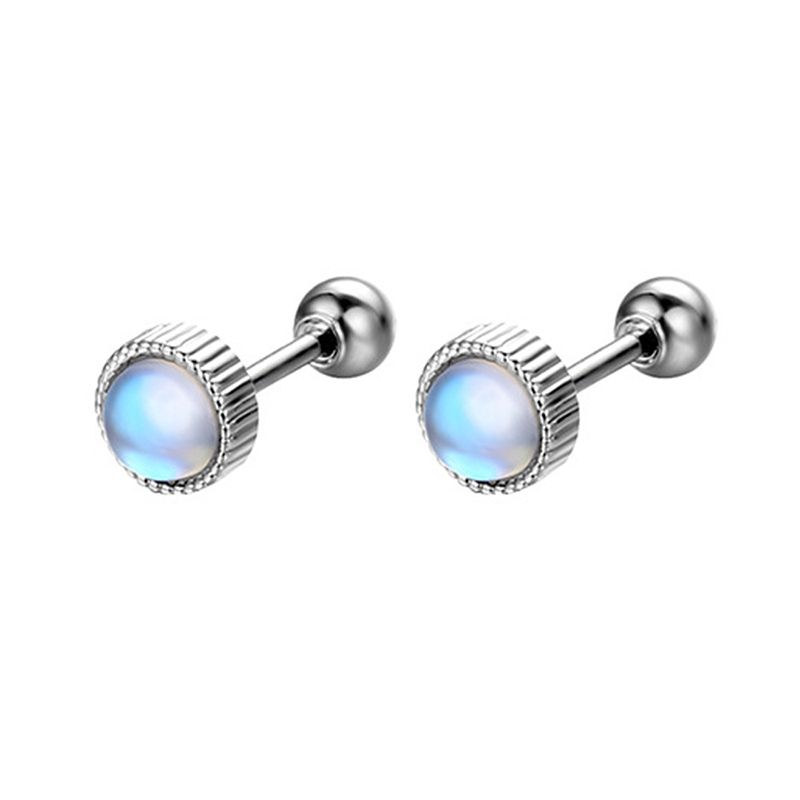 

Niche Style S925 Sterling Silver Women s Fancy Diamond Stud Earrings Moonstone threaded earrings [round] a pair