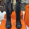 Color Matching Pleated Stacking Boots Women's Autumn and Winter New Long Tube Maillard High Boots Big Tube Circumference Western Cowboy Knight Boots