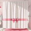 Cute Pink Bow Shower Curtain Simple European Lace Stripe Minimalist Modern Polyester Shower Curtains Bathroom Decor with Hooks