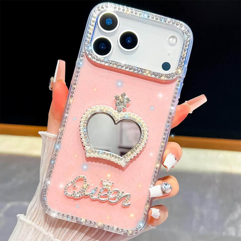 Handmade Sparkly Diamond Crown Mirror IMD Phone Case, Compatible with iPhone 13,iPhone 14,iPhone 15,iPhone 16,iPhone 17 Series