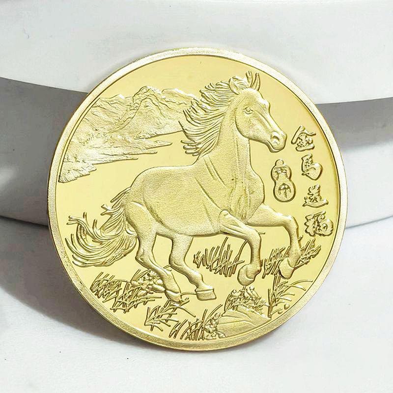 

1 шт. 40 мм Металлическая коллекция 2026 Китайский Новый год Золотые памятные монеты Счастливое животное Лошадь Серебряные коллекционные монеты Монета-вызов 5