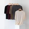 Authentic Mulberry Silk Mid-Sleeve Round Neck T-Shirt - Solid, Breathable, Skin-Friendly, Versatile Basic Layer