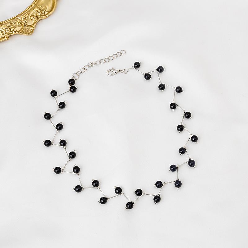 European and American jewelry, exaggerated cyberstyle multi-layer round bead stacking necklace, simple and personalized beaded necklace