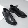 Fashion Brand Mens Brogues Dress Shoes Flat Party Office Business Shoes Male Footwear Black Brown Grey D620