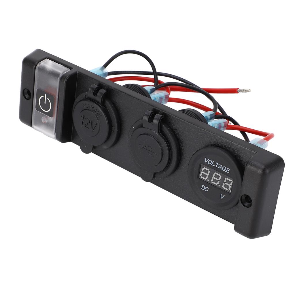 4 In 1 USB Cigarette Lighter Socket Panel LED Indication IP66 Waterproof Dual USB Socket Panel for