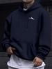 Men's Minimalist Mountain Peak Chest Print Hip Hop Sports Hoodie Simple Outdoor Loose Casual Sweatshirt