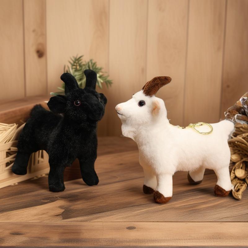 Mini Goat Stuffed Animal Keychain Soft Plush Lifelike Bag Decoration
