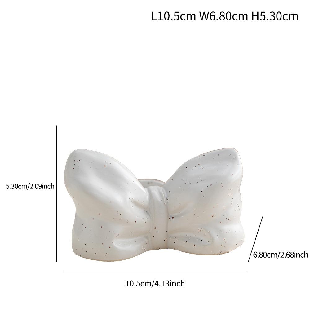 Creative Bow Ceramic Candlestick Candle Holder Cartoon Ribbon Bow Desktop Storage Container Home Decoration Accessories