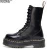 Thick bottom hole locomotive boots women's 10 side zipper British long boots muffin series