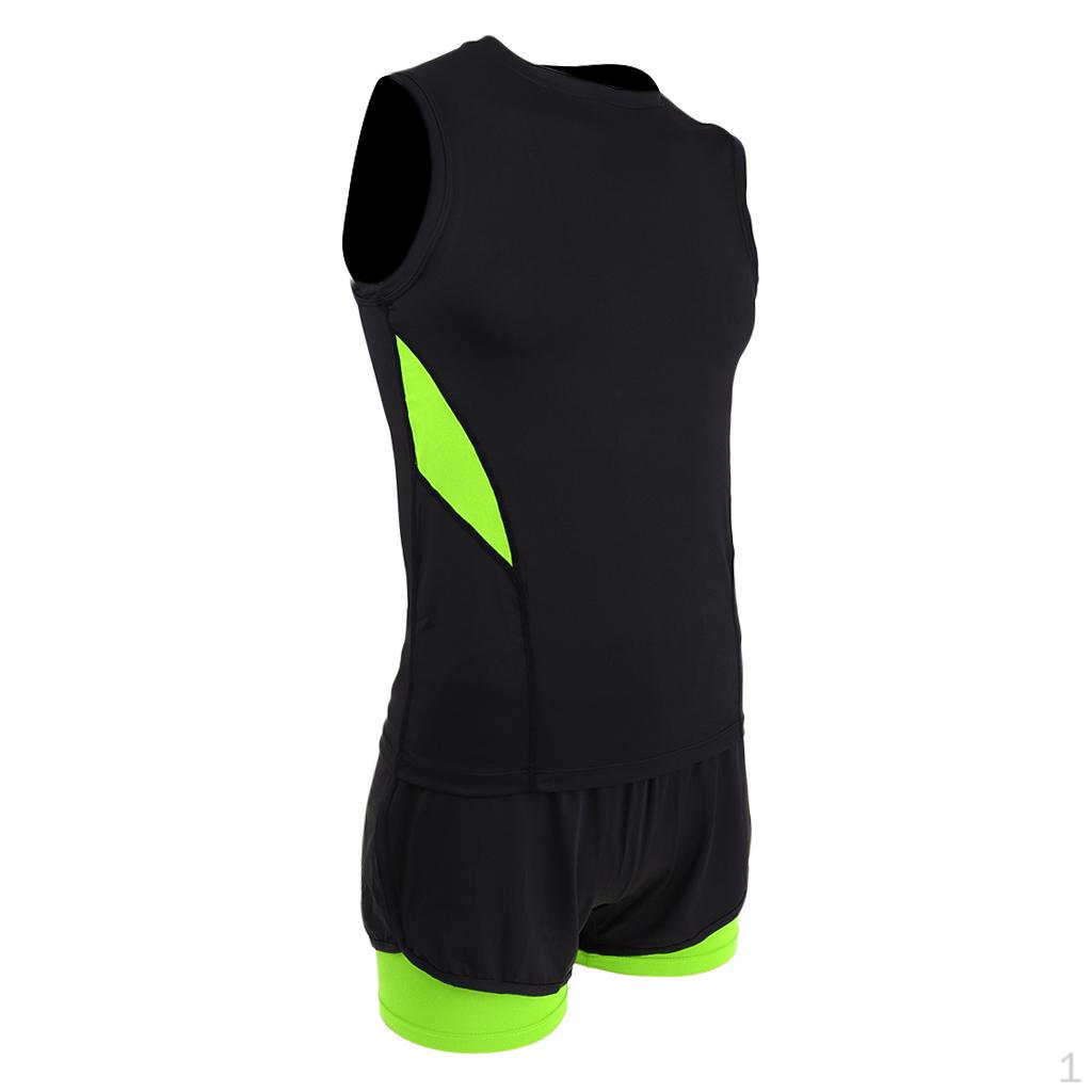 

Men Bike Cycling Running Biking Shirt Jersey Top Short Pants Breathable 3XL Fluo Green Black