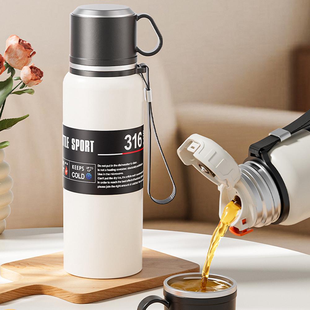316 Stainless Steel Insulated Cup With Handle LED Temperature Display Portable Large Capacity Leak-Proof Outdoor Water Bottles