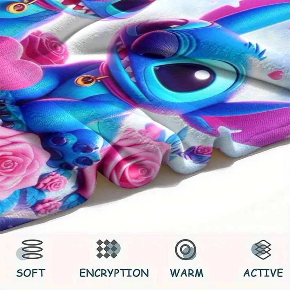 Stitch Cartoon printing Flannel Blanket Bedroom Sofa Camping Warm blanket Gifts for family and friends-MJ016