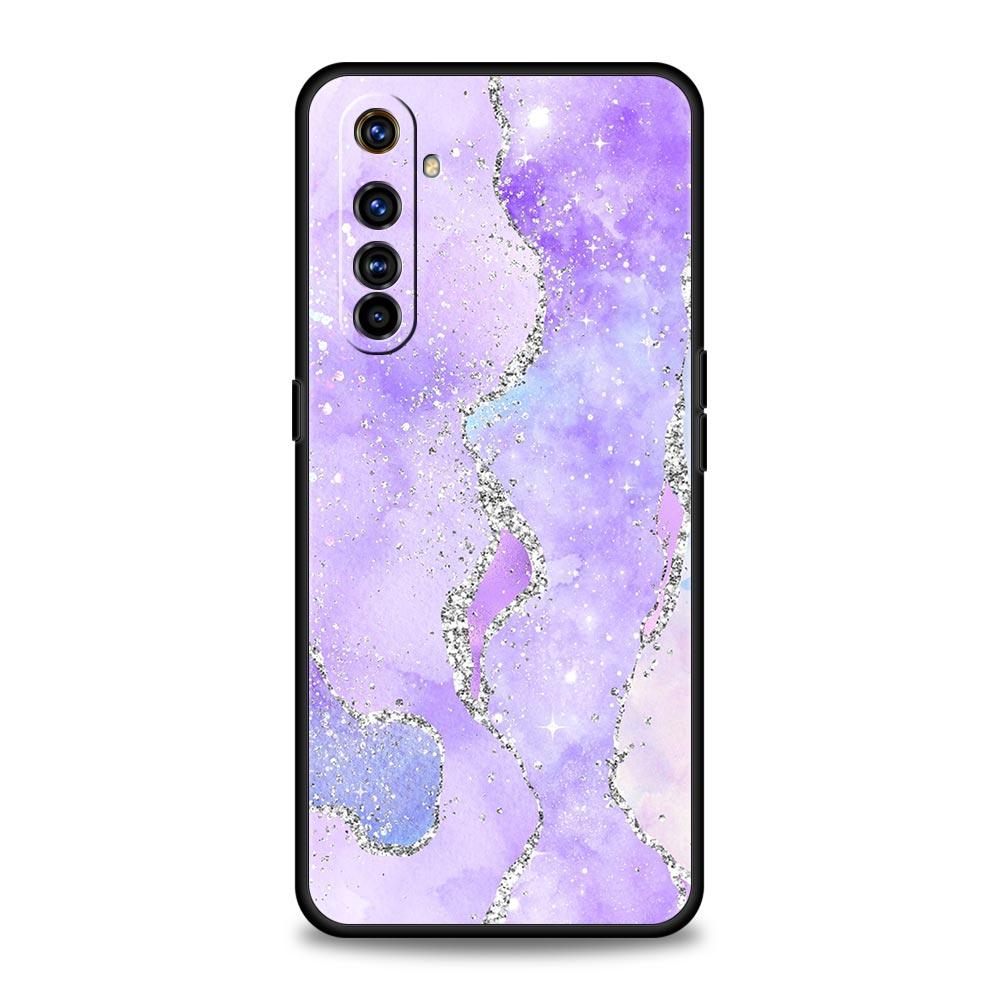 Navy Blue Glitter Agate Marble For Realme GT Neo 2 3 Phone Case Realme 9 8 5G 7 6 GT2 Pro Plus 9i 8i C21Y C3 C11 C25 C35 Cover