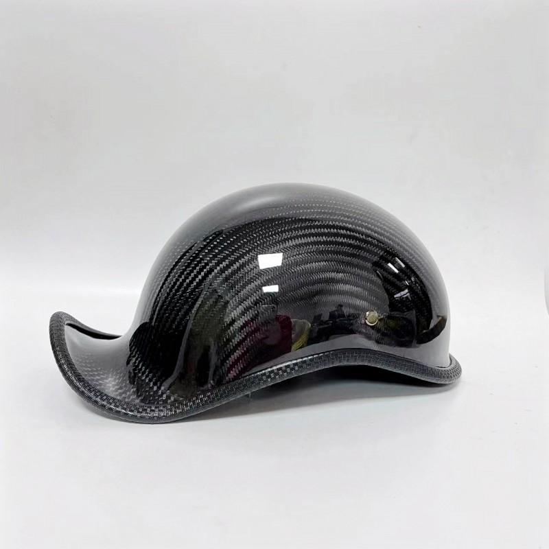 Retro Carbon Fiber Cocked Helmet Semi-covered Four-season Men Women s Japanese Ladle American Cruising Riding M